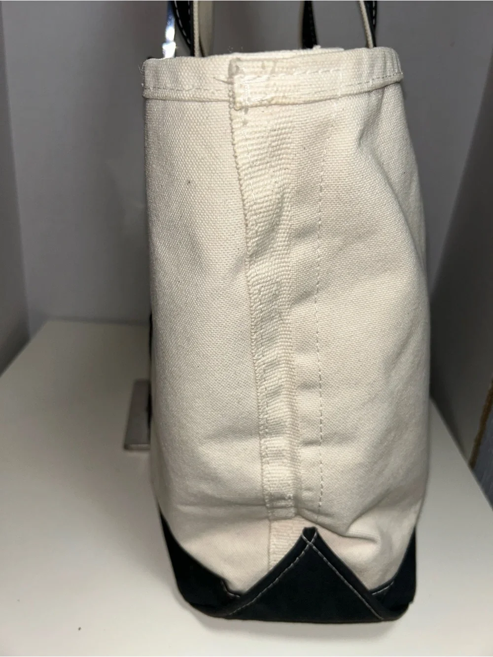 Vintage L.L. Bean Boat and Tote Natural Canvas Black Made USA Tote Shoulder Bag